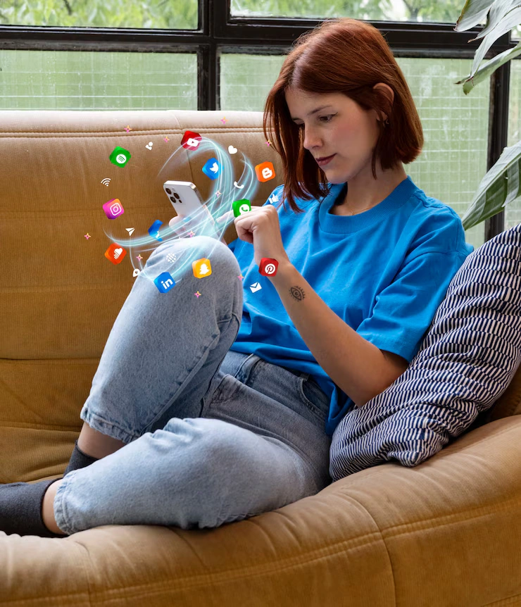 A women display sicial media telegram